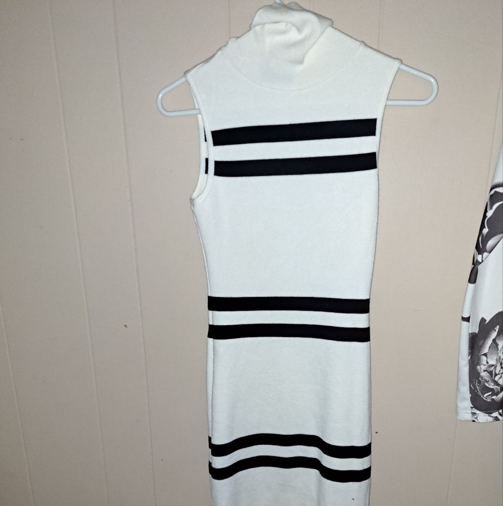 Like new Nasty Girl striped high neck bodycon midi dress